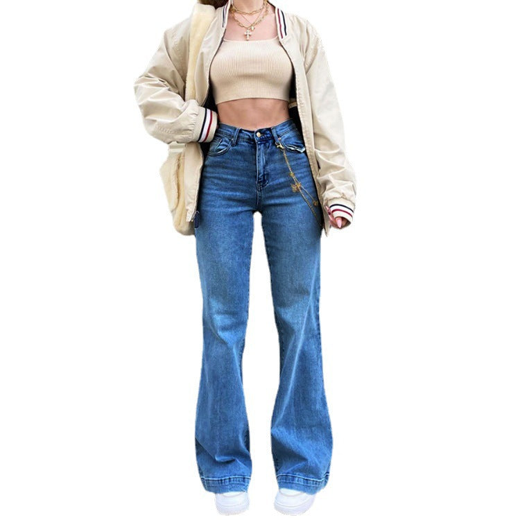 Damen Flared Jeans mit hohem Bund und trendigem Schlag Heidi-Mode