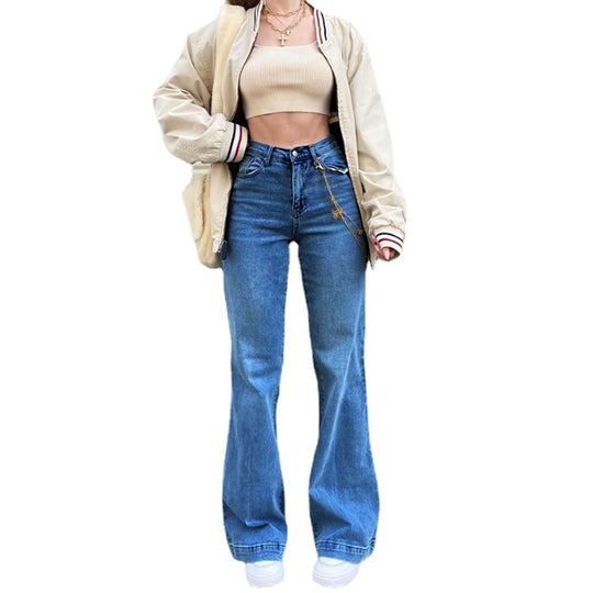 Damen Flared Jeans mit hohem Bund und trendigem Schlag Heidi-Mode