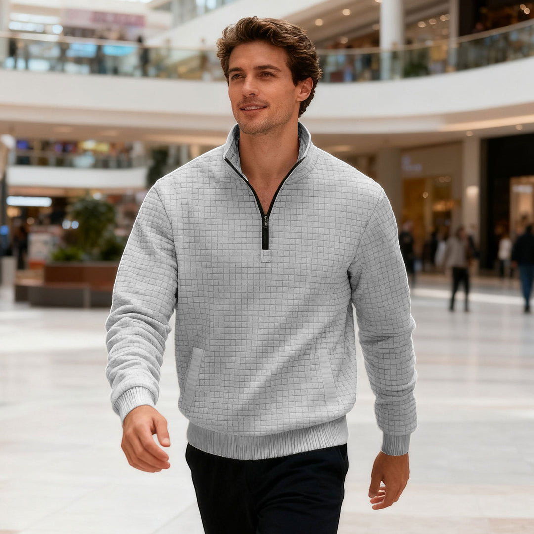 Herren sportlicher Pullover mit halbhoch geschlossenem Kragen Heidi-Mode