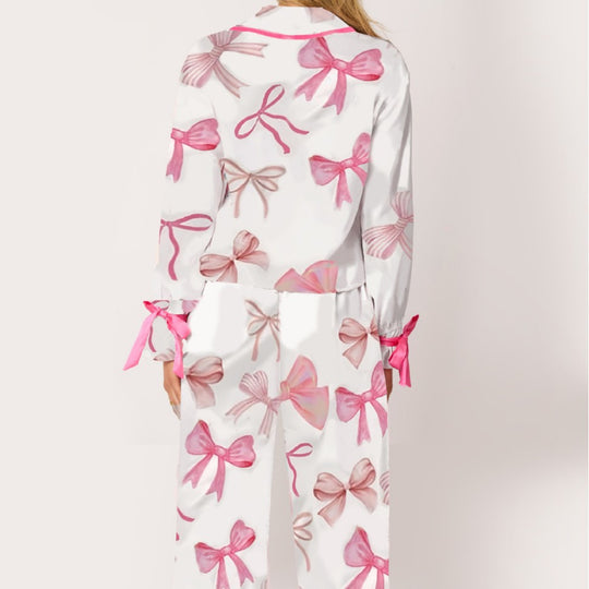 Damen Schlafanzug-Set mit niedlichen Schleifenmotiven Heidi-Mode