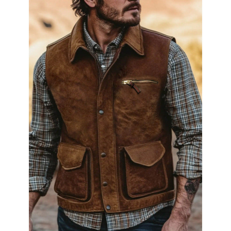 Damen Weste aus hochwertigem Wildleder mit praktischen Taschen Heidi-Mode