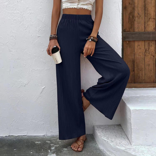 Damen Weite Plisséhose mit elastischem Bund und elegantem Fall Heidi-Mode