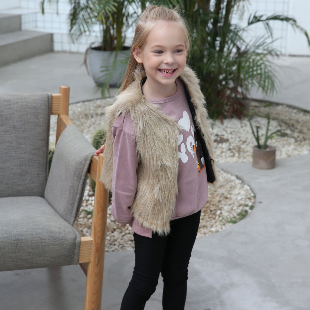 Damen Flauschige Kunstpelzweste mit elegantem Schnitt Heidi-Mode