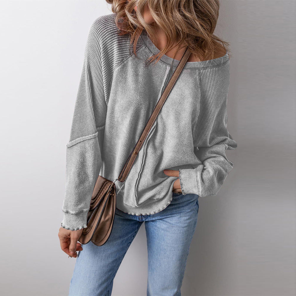 Damen lässiger Pullover mit weitem Ausschnitt Heidi-Mode