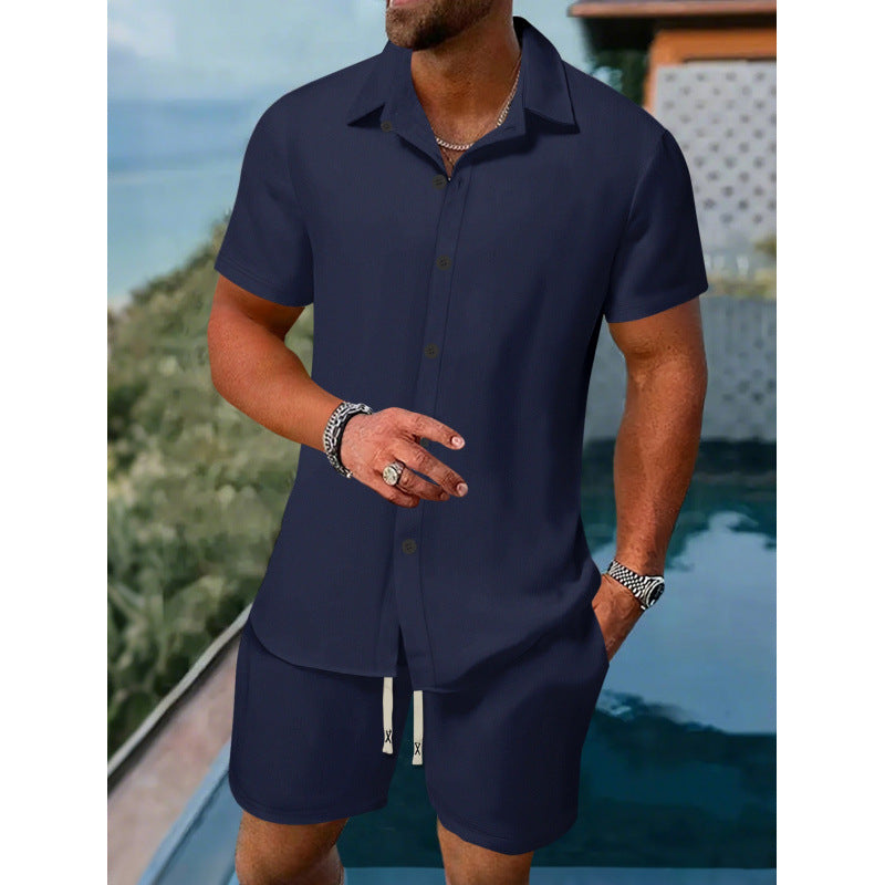 Herren lässiges Kurzarmhemd und Shorts-Set Heidi-Mode
