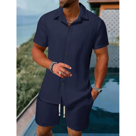 Herren lässiges Kurzarmhemd und Shorts-Set Heidi-Mode