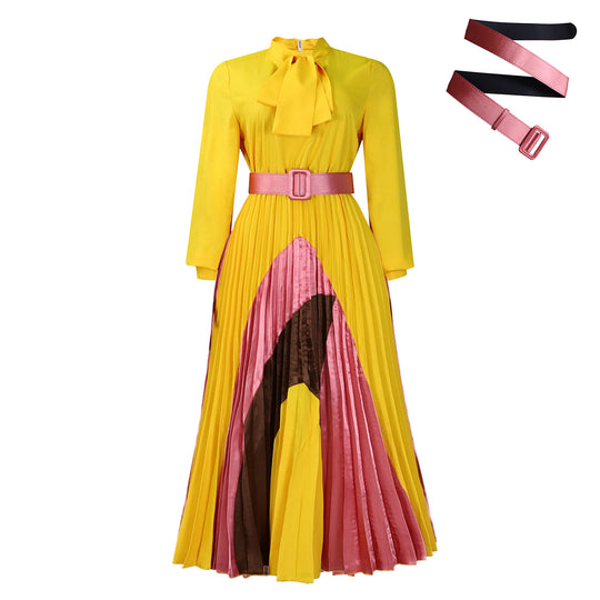 Damen Maxikleid mit schicker Faltenoptik und eleganter Schleifenbindung Heidi-Mode