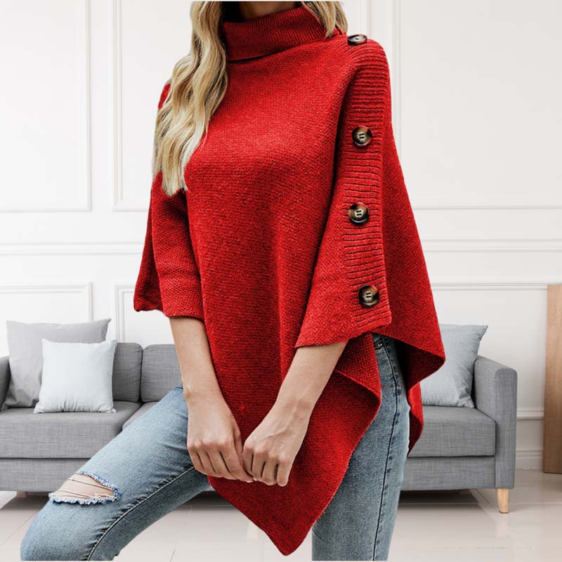 Heidi-Mode | Poncho mit Knopfdetails Akryl Elegant und Warm
