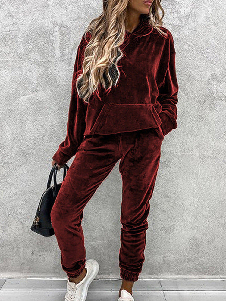 Damen kuscheliges Fleece-Set mit oversized Hoodie und bequemen Jogginghosen Heidi-Mode
