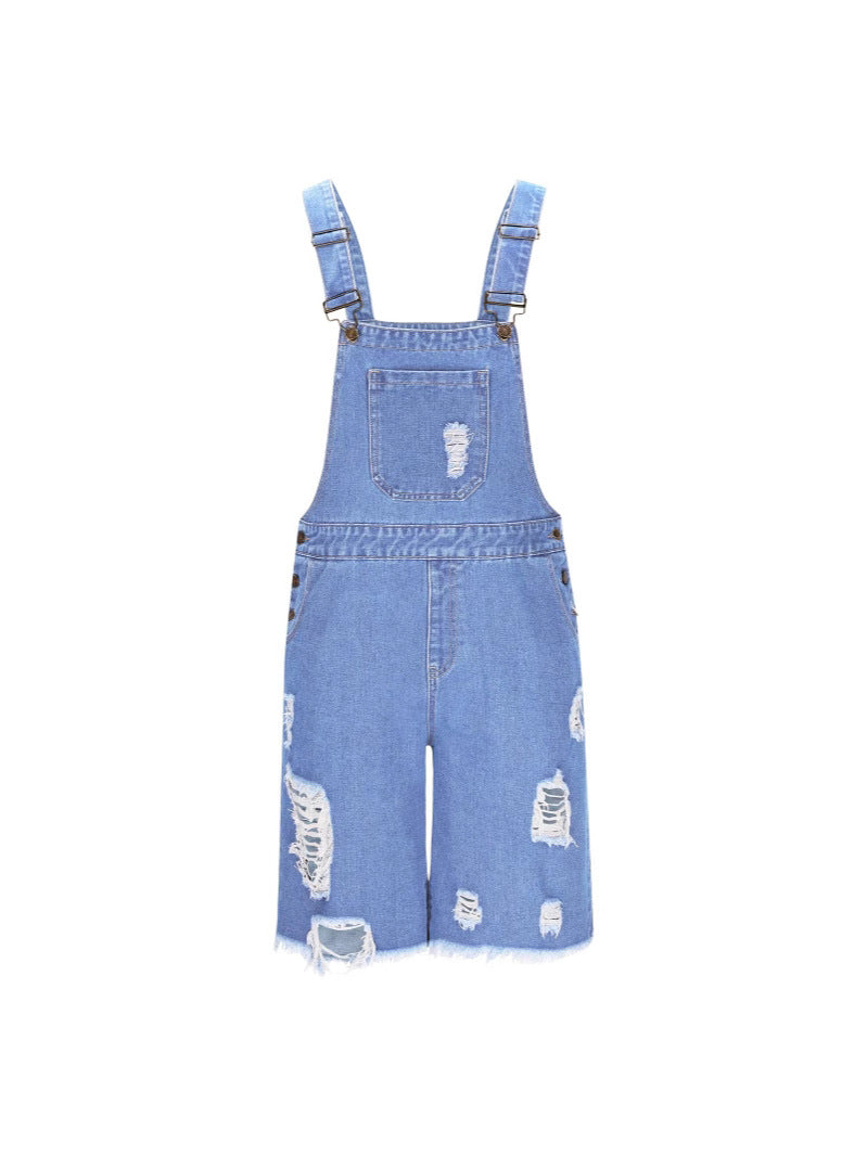 Herren Lässige Denim-Latzhose im distressed Look Heidi-Mode