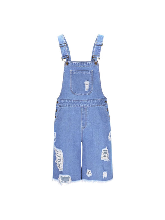Herren Lässige Denim-Latzhose im distressed Look Heidi-Mode