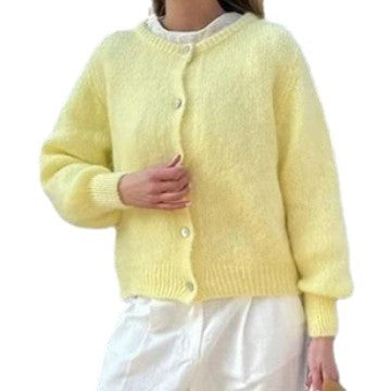 Damen Lockere Strickjacke mit Knopfleiste und weichem Faserdesign Heidi-Mode