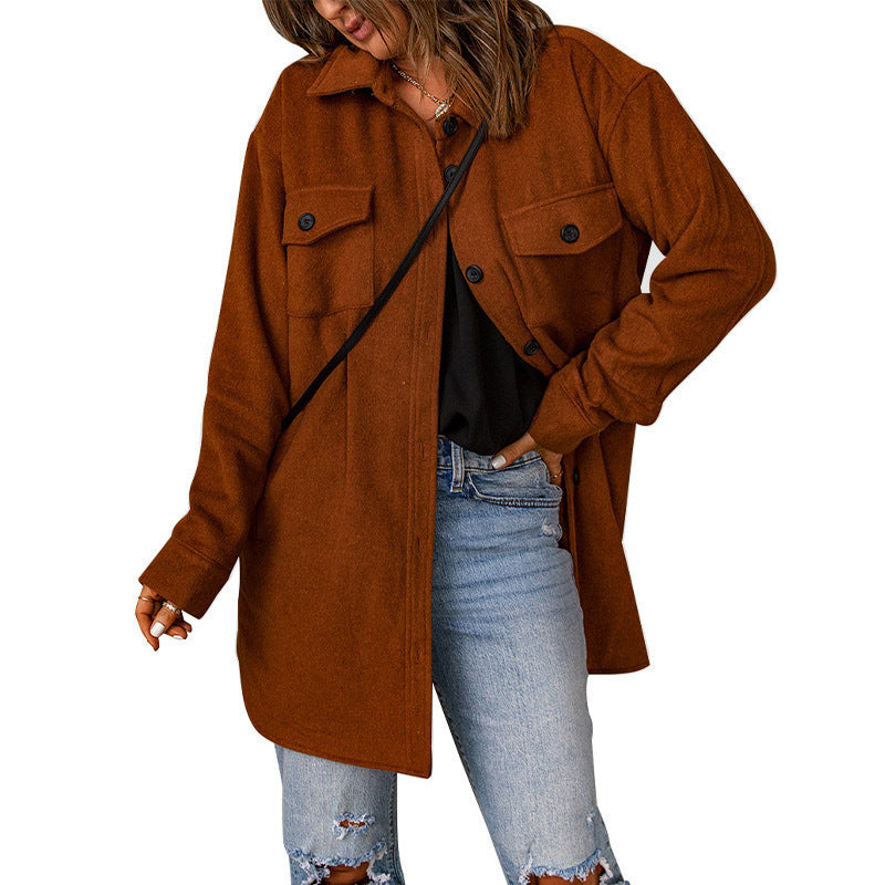 Damen Overshirt-Jacke mit praktischen Brusttaschen und schickem Schnitt Heidi-Mode