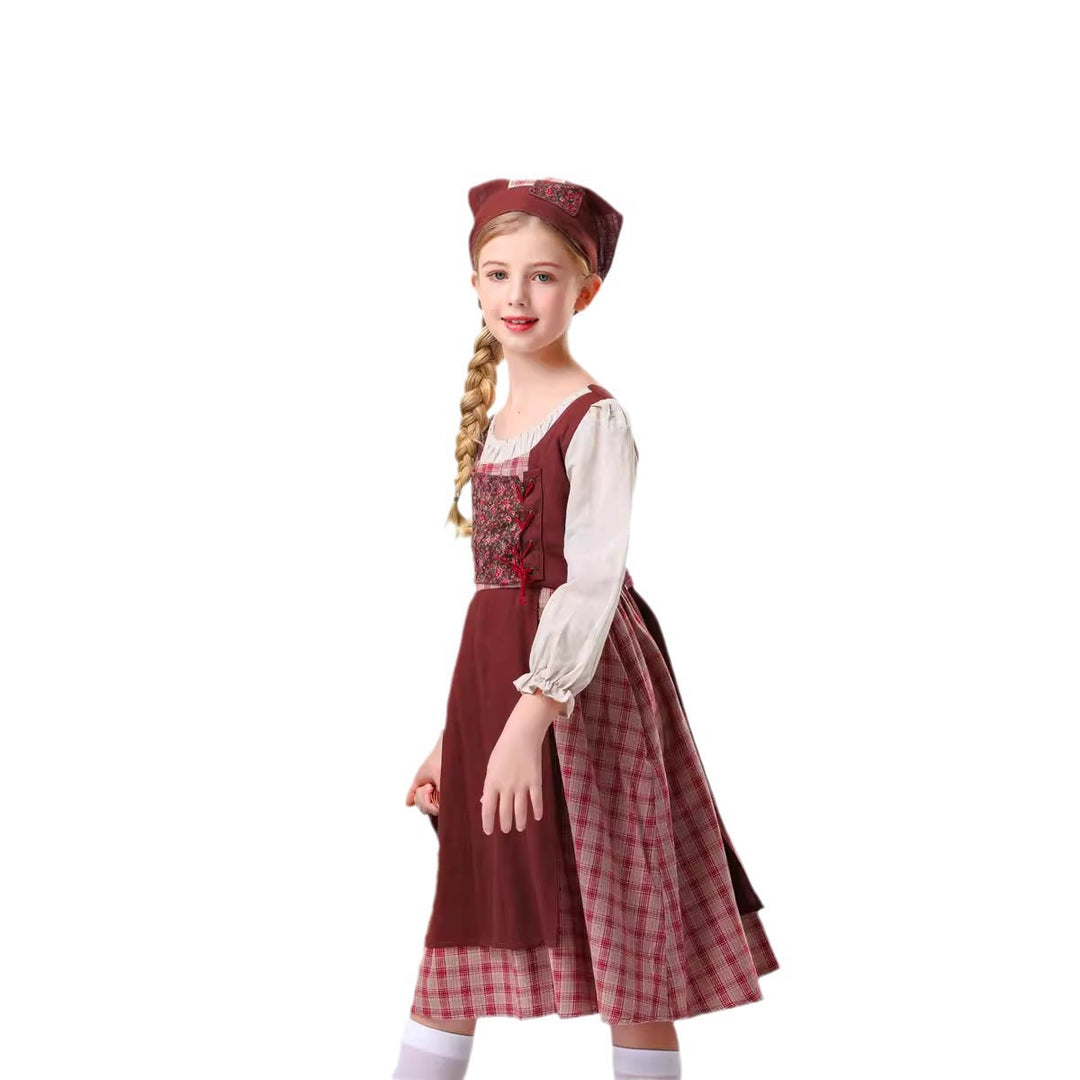 Damen Trachtenkleid mit romantischen Rüschendetails und floralem Oberteil Heidi