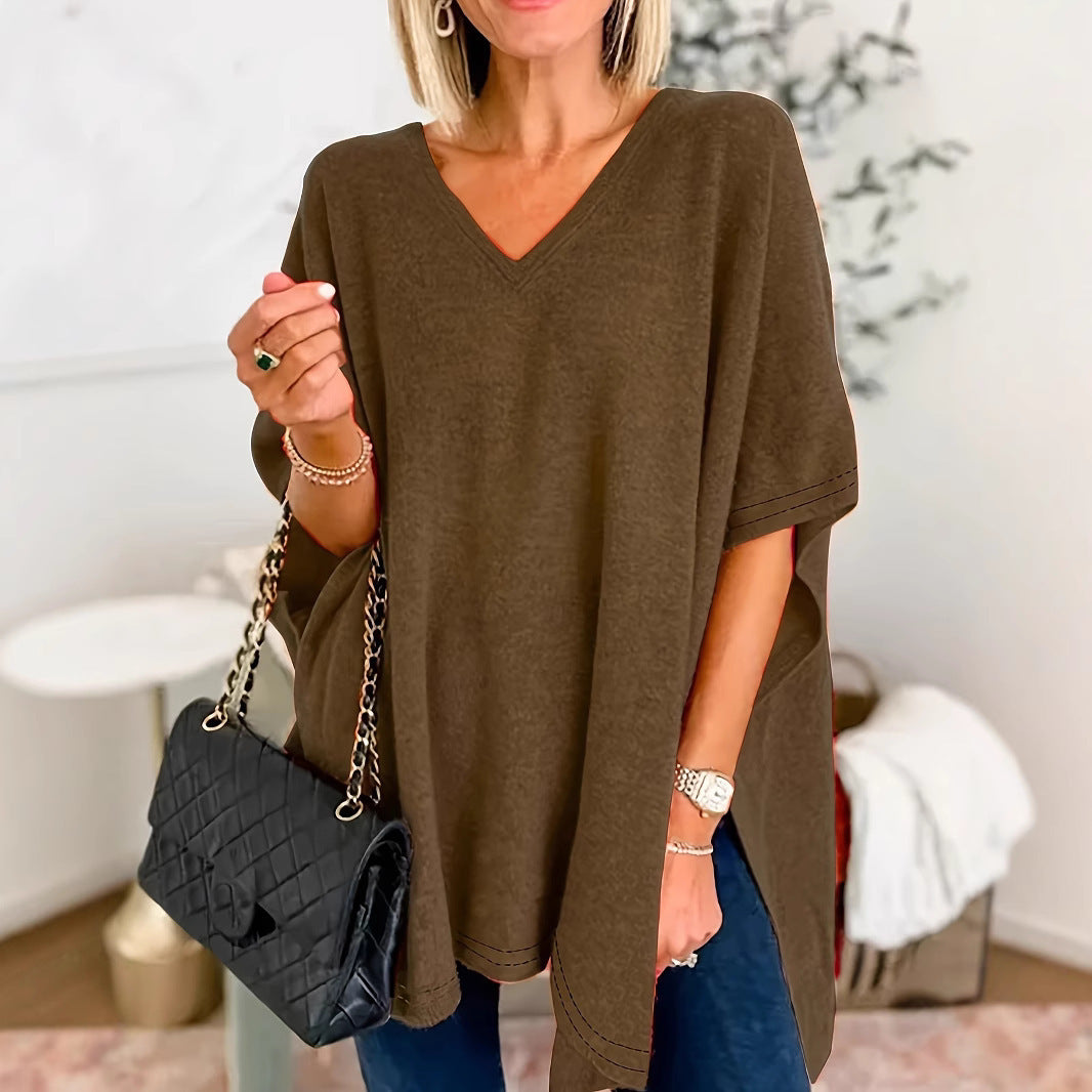 Damen Oversized V-Ausschnitt Tunika Heidi-Mode