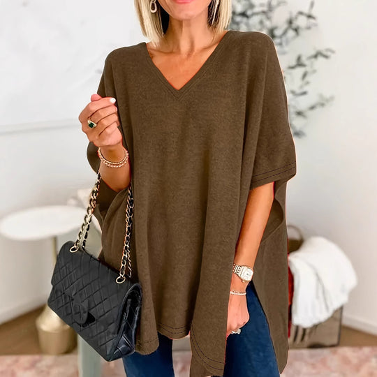 Damen Oversized V-Ausschnitt Tunika Heidi-Mode