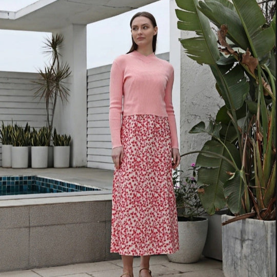 Damen Kombination aus Pullover und Maxiröcke Heidi-Mode