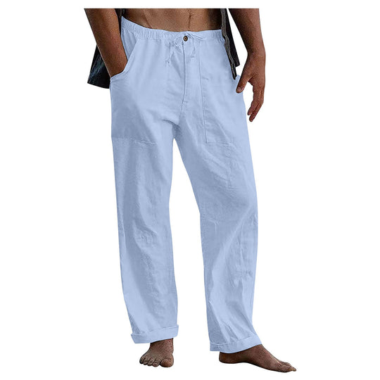 Herren Relaxed Fit Leinenhose mit elastischem Bund und praktischen Taschen Heidi-Mode