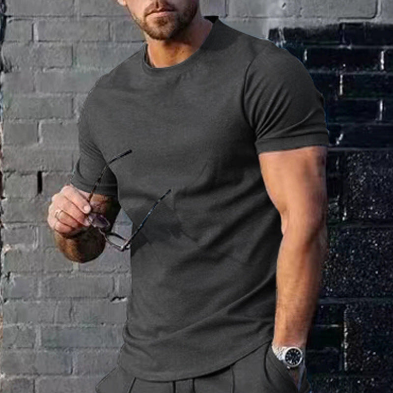 Herren Basic Rundhals-T-Shirt aus atmungsaktiver Baumwolle Heidi-Mode