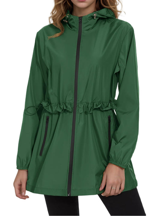 Damen Leichte Übergangsjacke mit verstellbarem Kordelzug und seitlichen Taschen Heidi-Mode