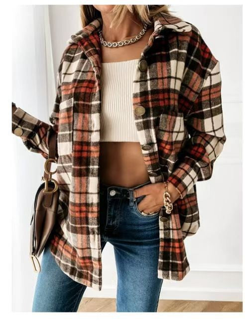 Damen Karierte Overshirtjacke Heidi-Mode