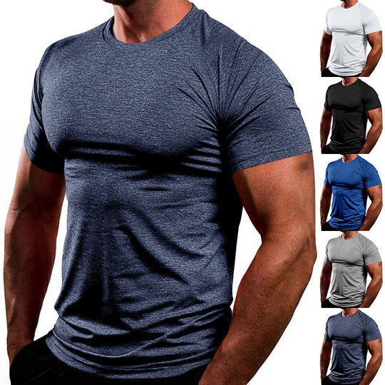 Herren Atmungsaktives Fitness-T-Shirt aus leichtem Stoff mit körperbetontem Schnitt Heidi-Mode