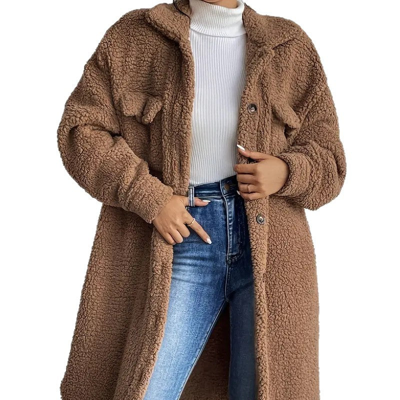 Damen Weiche und gemütliche Teddyjacke im Long-Format Heidi-Mode