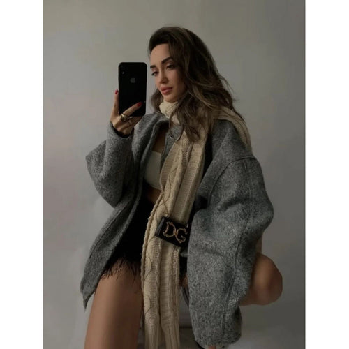 Damen coole Oversize-Jacke aus weichem Wollmix Heidi-Mode