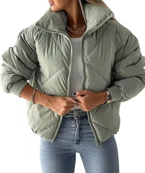 Damen Wärmeisolierte Steppjacke mit hohem Kragen und elastischen Bündchen Heidi-Mode
