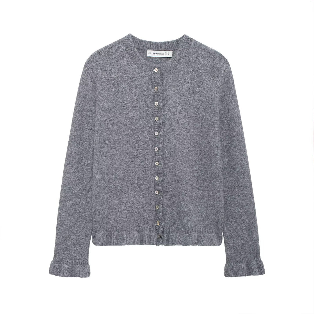 Damen elegante Strickjacke mit dekorativen Knöpfen Heidi-Mode