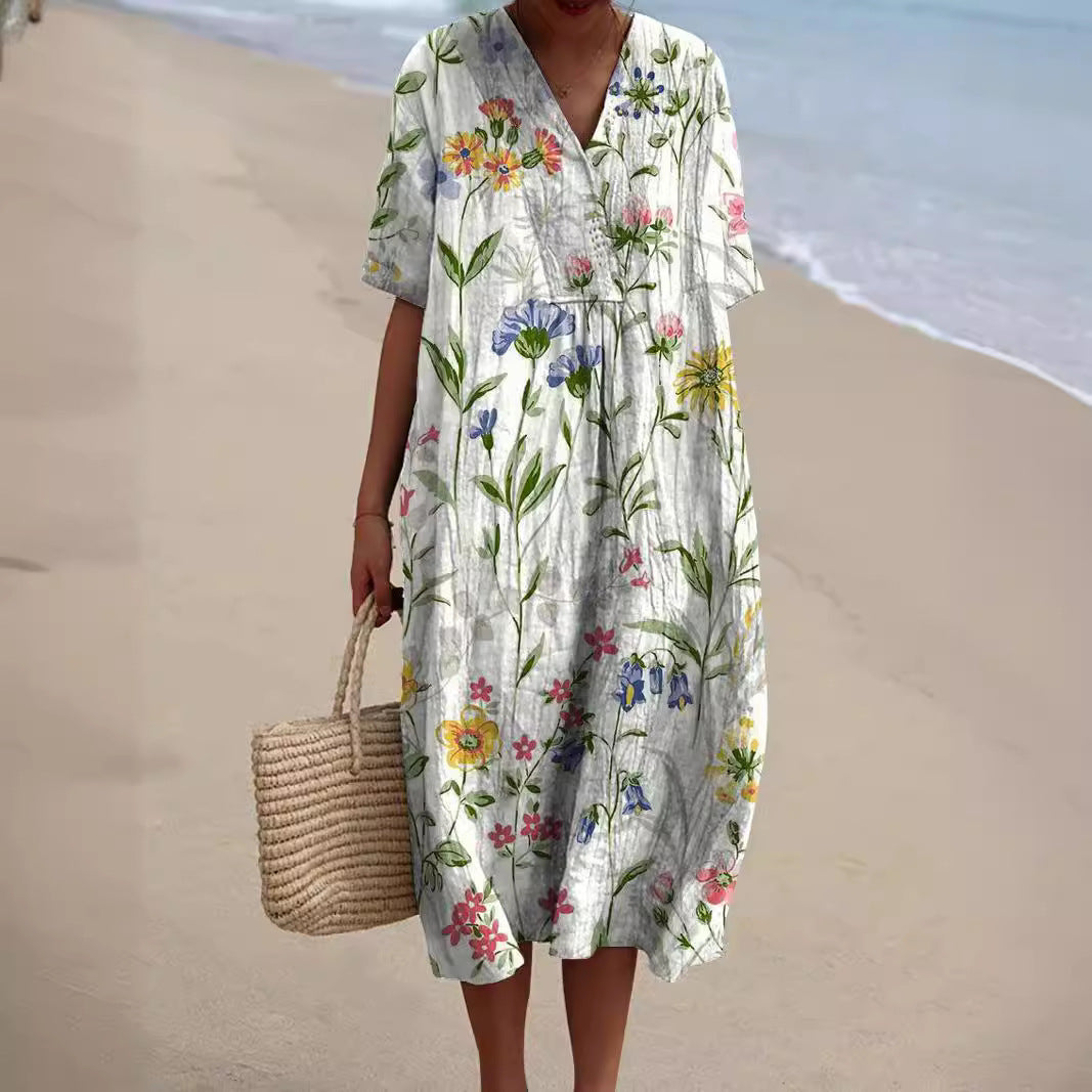 Farbenfrohes, fließendes Sommerkleid