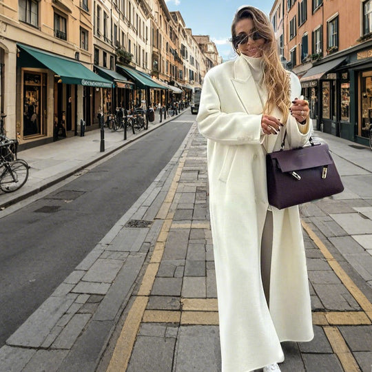 Damen Eleganter Oversized-Mantel aus hochwertigem Wollmix mit Seitentaschen Heidi-Mode