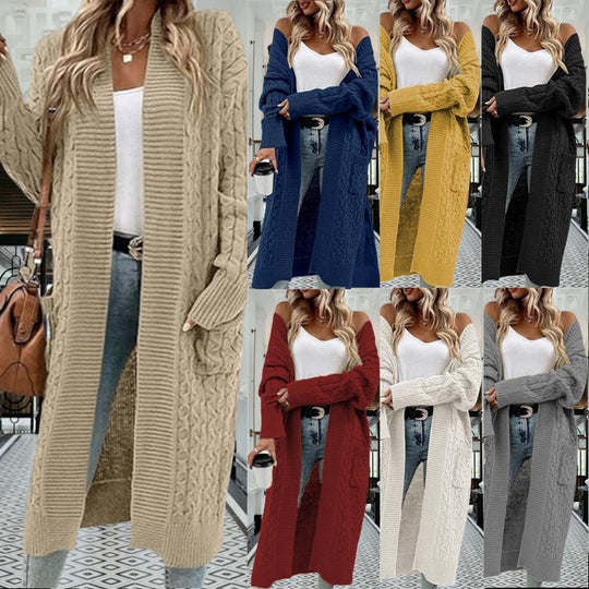 Damen Strickmantel mit Kabelmuster Heidi-Mode