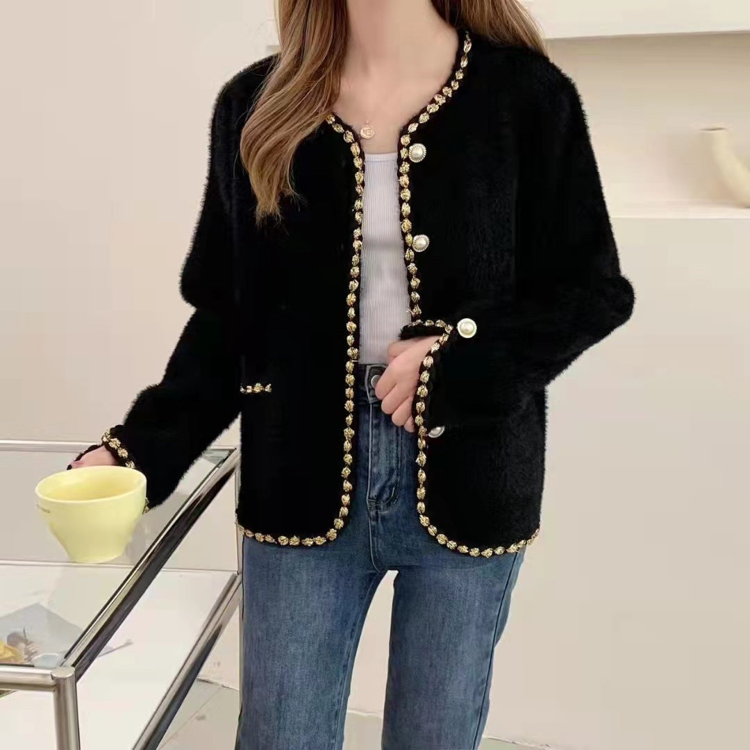 Damen Elegante Strickjacke mit dekorativen Perlenknöpfen und feiner Struktur Heidi-Mode
