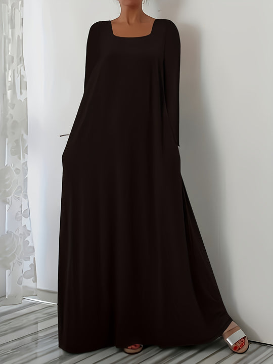 Damen Weit geschnittenes Maxikleid mit praktischen Taschen Heidi-Mode