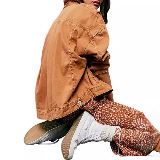 Damen lässige Jeansjacke im Oversized-Stil mit dekorativen Fransen Heidi-Mode