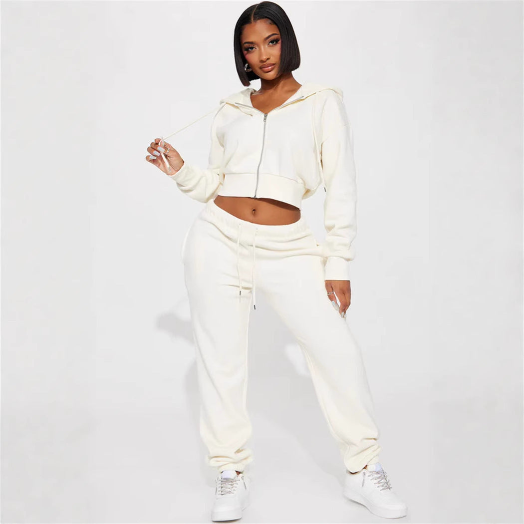 Damen Sportliches Freizeit-Loungewear-Set mit cropped Oberteil und bequemer Hose Heidi-Mode