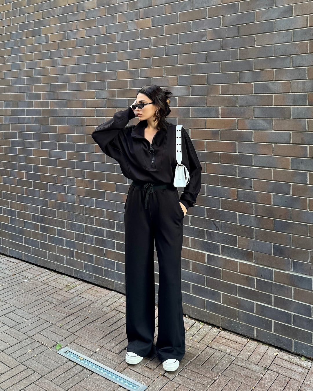 Damen gemütliches Fleece-Loungewear-Set mit hochgezogenem Kragen und lockerer Passform Heidi-Mode