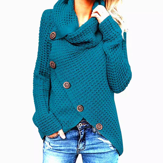 Damen Strickjacke mit asymmetrischem Schnitt und Kragen Heidi-Mode