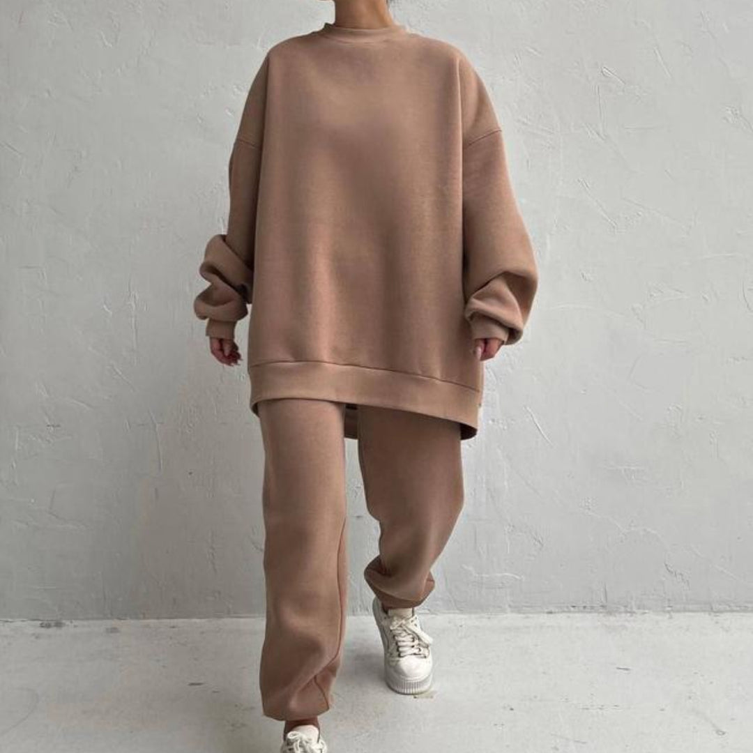 Damen Oversized Sweatset mit hohem Kragen und extra weitem Schnitt Heidi-Mode