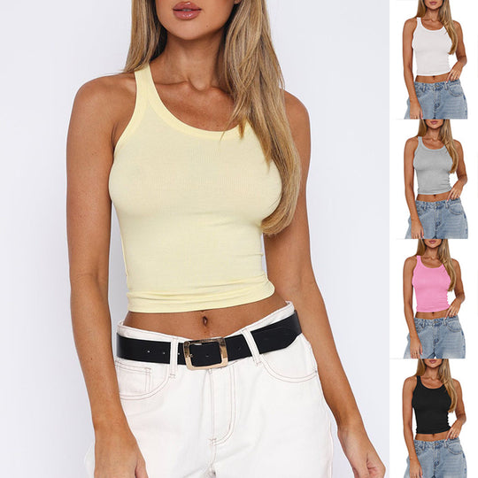 Damen körpernahes Ripptop mit breiten Trägern Heidi-Mode