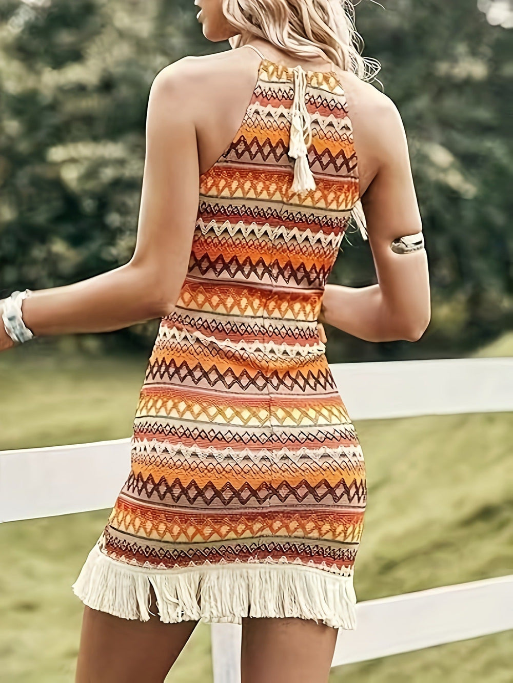 Heidi-Mode | Damen Aztekenmuster Kleid Orange