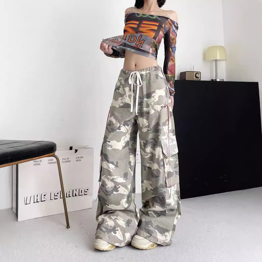 Damen Cargo-Hose im lässigen Oversized-Schnitt mit modischem Camouflage-Design Heidi-Mode