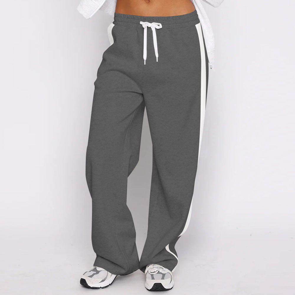 Damen sportliche Freizeithose mit elastischem Bund und seitlichen Kontraststreifen Heidi-Mode