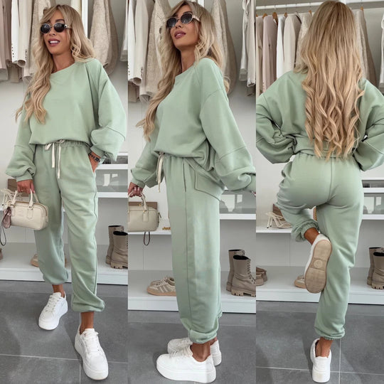 Damen Sportlicher Loungewear-Anzug mit elastischen Bündchen und weitem Schnitt Heidi-Mode