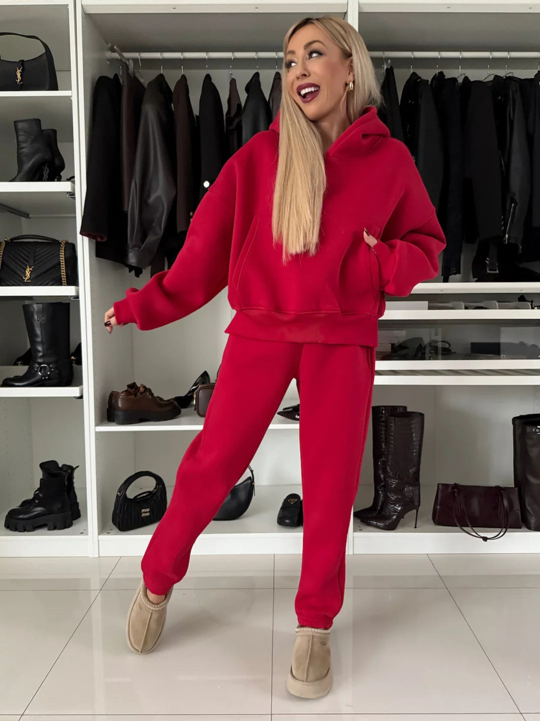 Damen Lässiges Sweatoutfit mit oversized Hoodie und bequemen Jogginghose Heidi-Mode