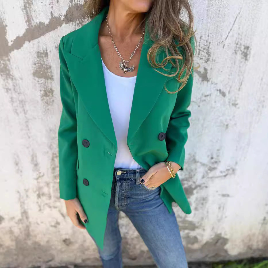 Damen Eleganter Double-Breasted Blazer mit zeitlosem Schnitt und leichten Schulterpolstern Heidi-Mode