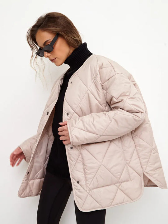 Damen gesteppte Freizeitjacke mit hoch geschlossenem Kragen und modischem Schnitt Heidi-Mode