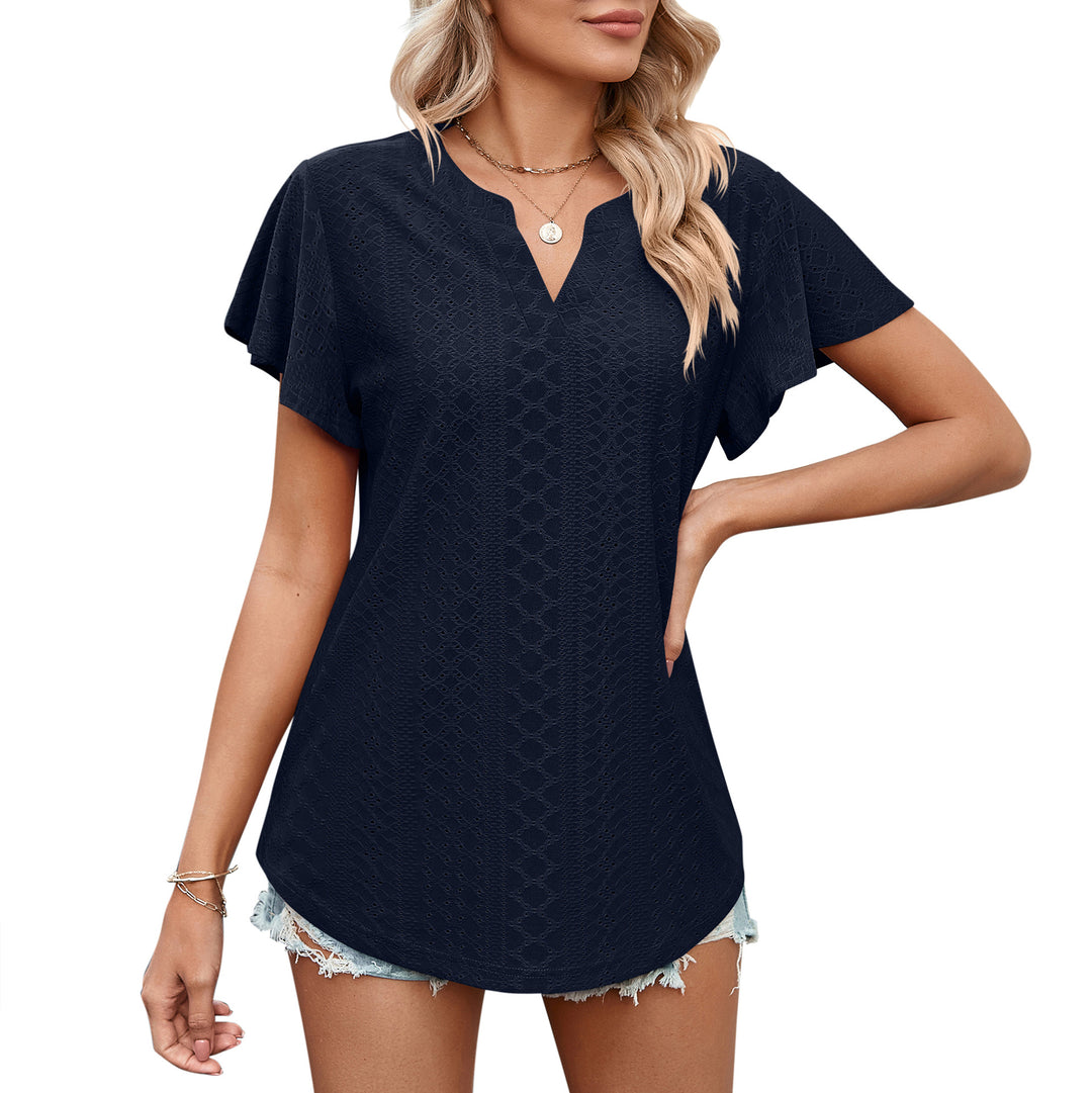 Damen Luftiges Blusenshirt mit effektvollem Lochmuster Heidi-Mode