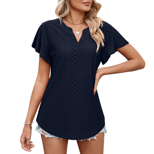 Damen Luftiges Blusenshirt mit effektvollem Lochmuster Heidi-Mode